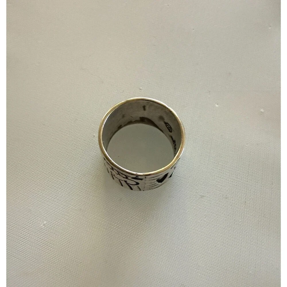 New Vintage Taxco Eched Sterling Silver Band Ring Size 9.5